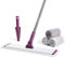 CQT Balai à Franges Plat Commercial en Microfibre - 45,7 cm - pour Bois Dur Humide, Sec et poussiéreux - avec 4 tampons lavables - pour carrelage stratifié, poignée et rallonge en Acier Inoxydable