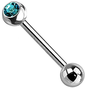 WARRIOR Piercing para lengua con barra estéril en acero quirúrgico Tamaño 14G (1,6 mm) Longitud 16/14 mm Paquete de una sola pieza PLS-059