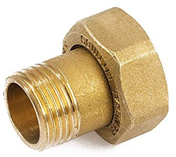 Messing Verschraubungsteile 1 Zoll AG x 1 1/4 Zoll IG-Überwurfmutter flachdichtend 2- teilig als Verschraubung für Anschluss der Wasserzählerverschraubung