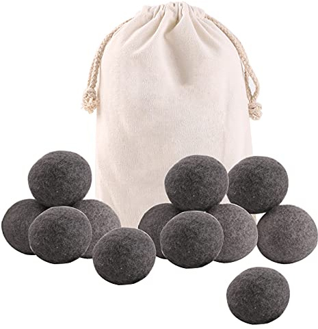 Palline per Asciugatrice di Lana Antipiega, Palle per Asciugatrice Giubbini, Pallina per Ammorbidente Lavatrice Sfere Antiavvolgimento Sfera del Bucato Ecologico Riutilizzabili (12 Pezzi, Nero)
