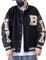 Moshtashio Herren College Jacke Baseballjacke Unisex Mode Sportjacke Sweatjacke Urban Stehkragen Streetwear (Schwarz, S)