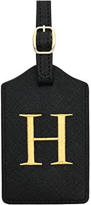 Luggage Tag PU Leather for Suitcase Baggage Handbag Travel Bag Label Suitcase Tag Label Tag w. Name Card & Privacy Cover (H)