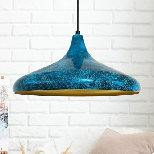 bamyum Champion Hängelampe Esstisch Metall Ø35cm, Pendelleuchte Ocean Lampenschirm Wohnzimmer Industrial Vintage, Küchenlampe Hängend