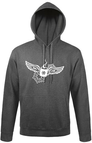 shirt84 Tasse à vin chaud avec ailes d'ange à capuche pour homme, Gris foncé chiné, L