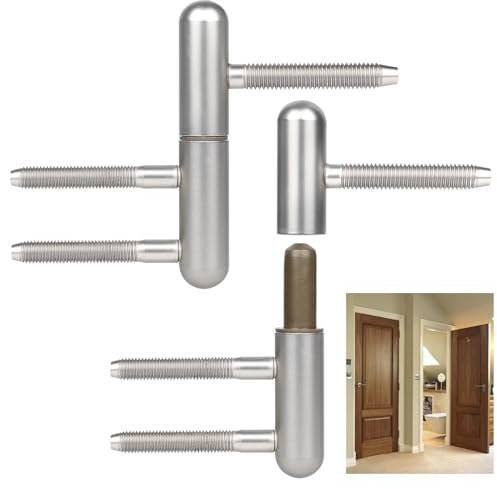 EFUTURETIME 2 x Paumelle Porte Bois Charnières de Rénovation, Gonds Porte Chambre Charnière Amovible Charnière Porte Silencieuse pour Portes Bois Intérieur avec Huisserie Bois, Argenté