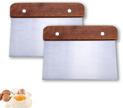 Teigschaber Edelstahl Gloryit 2 Pcs Premium Teigkarte Teigschaber aus Edelstahl, Pizzateig Spachtel Hochwertiger für Fondant Teigkuchen Backzubehör, Teigkarte Backen Teigschneider