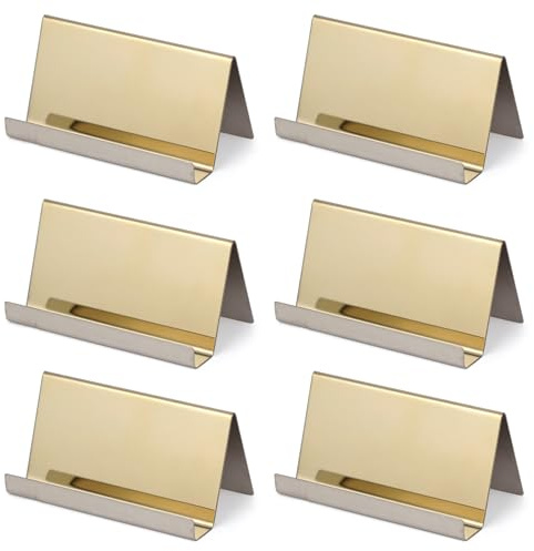 WENLISELL 6Pcs Gold Business Card Holder for Desk Metal Business Card Stand