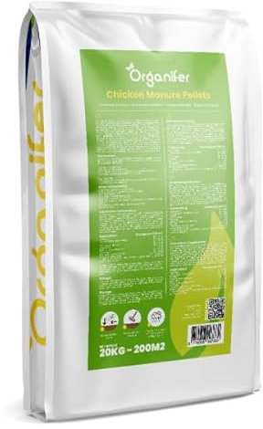 Premium-Hühnermistpellets (20 Kg - 200 M2) - Hühnermist - Gülle - Dünger - Düngemittel - Organischer Dünger - Güllegranulat Für Den Garten - Npk 4-3-3 - Reich An Kalium Und Phosphat - Organifer