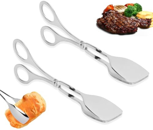 IUSOT Set di 2 pinze per insalata in acciaio inox, da 7 pollici, pinze da servizio, pinze da cucina, per feste, catering, per pane, pinze multiuso per barbecue da cucina