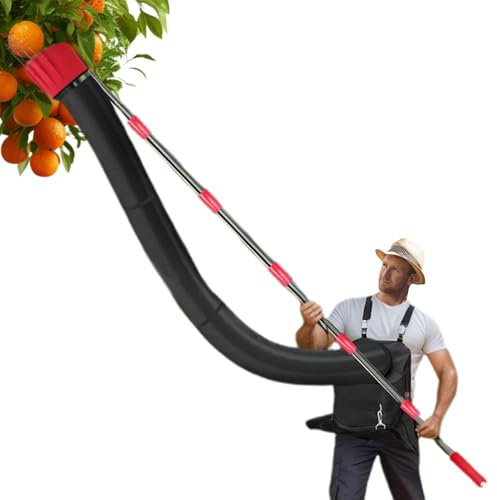 Yplkm Recogedor de árboles de frutas, recogedor telescópico de 13 pies con longitud ajustable, recogedor de naranja ajustable con embudo recogedor y herramienta de barra de bolsillo para recoger