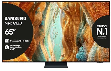 Samsung Smart TV 65'' QE65QN74FATXZT Neo QLED 4K Mini LED, NQ4 AI Gen2 Processor, Per Sport e Cinema, Con 4K AI Upscaling, Motion Xcelerator 144 Hz, Quantum Matrix Slim, OTS Lite, Vision AI, 2025