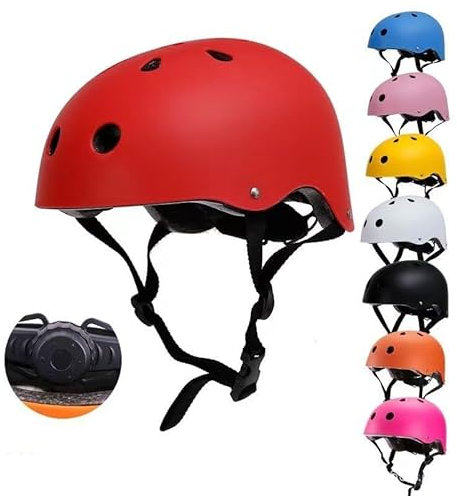 Culcenor Multifunktionaler Sporthelm für Kinder & Erwachsene – Verstellbarer, belüfteter Schutzhelm für Fahrrad, Skateboard, Inlineskates, Balance-Bike und Eislaufen (Rot, M (52-57cm))