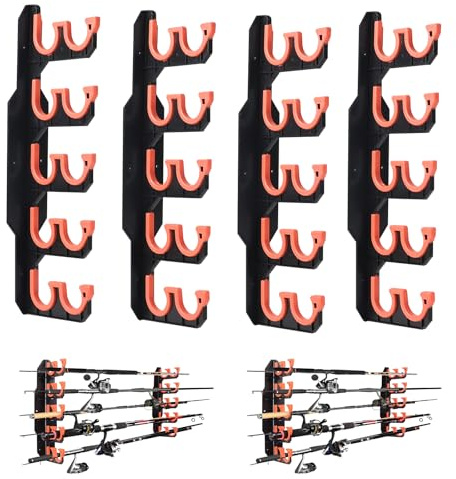 MIGUBIGU 2 Paio Porta Canne da Pesca da Muro per 20 Canne da Pesca, Portacanne da Pesca da Parete, Fishing Rod Holder, Supporto per Cannes per Garage Cabina Seminterrato