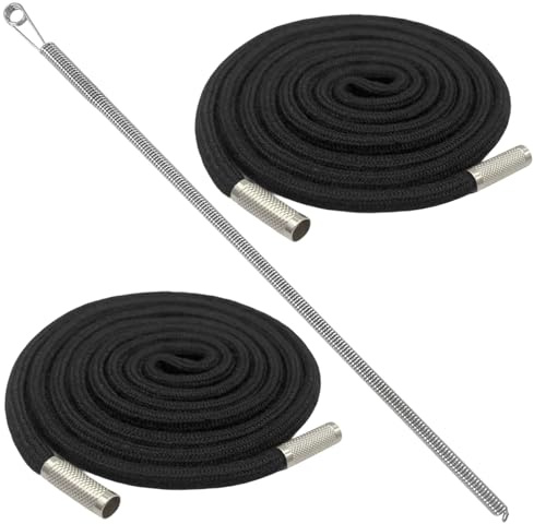 Cordón para sudadera y pantalón de chándal – 140 cm, cordón de algodón con extremos metálicos, cordón de resorte. Accesorios para sudadera con capucha y pantalones de chándal (2 piezas, negro)