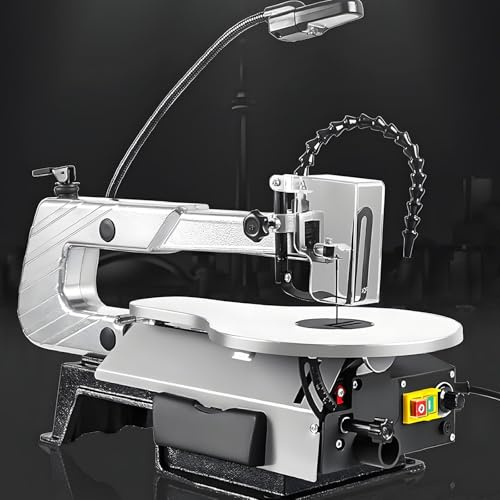 HuanEssentric 16 Pollici Sega Scorrimento,Multifunzione con Tavolo Regolabile,velocità Variabile,Luce Lavoro per Lavorazione del Legno
