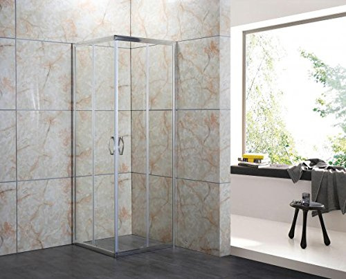 Linea Doccia | Box Doccia Cristallo, Vetro Trasparente Temperato 4mm, Apertura Scorrevole, Telaio Alluminio Cromato Sistema Sgancio Rapido, Reversibile, Chiusura calamitata, 75x75 x H185 cm