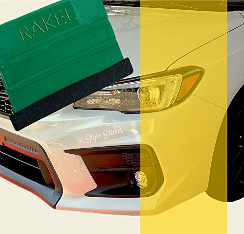 1A Style Sticker Scheinwerfer Folie, Nebelscheinwerfer Gelb 200 cm x 30 cm + Verkleberakel mit Filz, KFZ, Tuning Folie