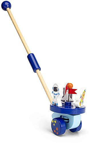 Mousehouse Gifts - Schiebespielzeug mit Rakete & Astronaut - Holz - für Babys und Kleinkinder