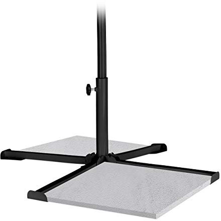 relaxdays Plaques support à parasol, pour barres de 25-35 mm, pied en croix, pliant, jardin & balcon, métal, noir