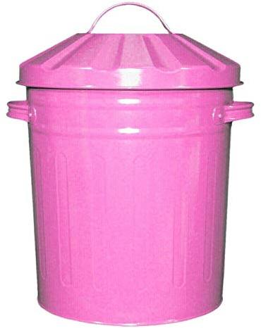 Muddy Hands 15 Litre Small Metal Bin with Lid Recycling Rubbish Waste Paper Dustbin (Pink)