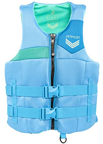 Jetpilot Fleet Neoprene Dual Coast Guard Approved Life Jacket PFD (Blue/Green, L/XL)