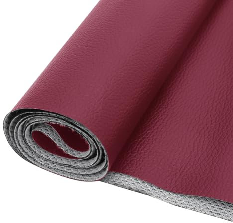 Gohytal Kunstleder Meterware,Wasserdicht Leder Stoff Gekörnt Lederimitat Texturiert Lederstoff Meterware Kunstleder Leder Risse Bezugsstoff für Autositze Sofa Geldbörsen Handwerk (Weinrot 200x140)