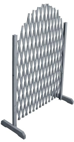 Mengtu Recinzione per tralicci estensibile, fino a 180 cm, per rampicanti, per giardino, balcone, terrazza, in legno massello grigio, 180 x 100 cm