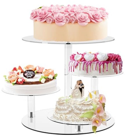 YestBuy Cupcake Stand, 4 Tier Cupcakes und Kuchen Kamm für 8-12 Inch Kuchen, Tiered Cupcake Tree Tower, Clear Dessert Display Stand für Dessert Tisch Hochzeit Geburtstag Party