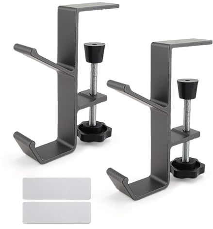 Mailfull Lot de 2 supports de sac pour casque de table - Support de sac à main pour table - Crochet de poche réglable multifonction (noir)