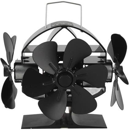Sunicon Ventilateur de poêle alimenté par la chaleur, 3 têtes, 18 pales, oscillant à 270 °, ventilateur de cheminée en aluminium avec couvercle de protection