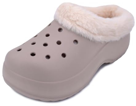 JOMIX Pantofole Donna Invernali con Pelliccia Ciabatte Gomma EVA Zeppa Leggera Antiscivolo Sabot Zoccoli da Esterno e Casa Stile Animalier Leopardato Ideali per Parquet e Piastrelle