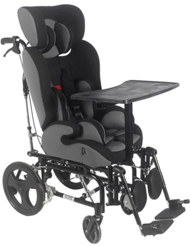 PP-Vic Fauteuil Roulant Pliable Pour Enfants Atteints De Paralysie Cérébrale - Conduite Légère,Fauteuil Roulant Médical Ergonomique Entièrement Inclinable,Manuel Et Mobile Avec Plateau,Gris