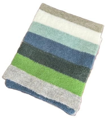 Kashmirscarf， Randig ullhalsduk for kvinnor, flerfärgad, 20x170cm(Green Grey White)