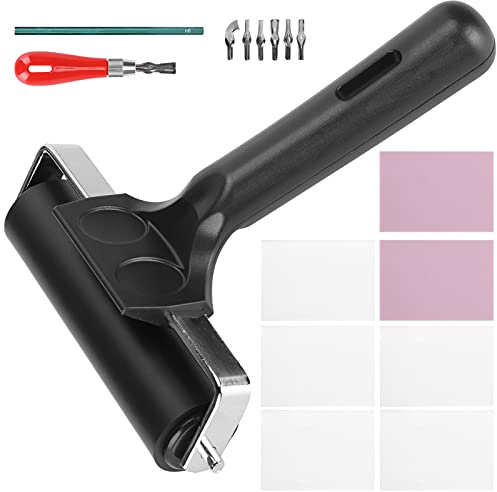 Xiuganpo Kit de Tallado de Sellos Juego de Tallado de Caucho Premium para Grabado con 5 Herramientas y Cuchillas de Corte para Sellos de Caucho de Bricolaje para Amantes del Arte 2 Cauchos Incluidos