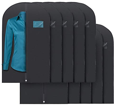 Plixio 40 Black Garment Bags Suit Bag for Travel & Clothing Storage of Dresses, Shirts, Fur Coats, Dance Costumes - Hanging Suit Cover for Men Women Closet Storage Garment Protector (10 Pack)