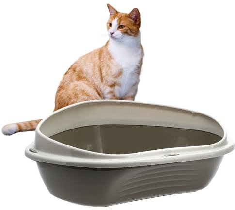 GarPet Katzenklo Ecke klein Eck Katzentoilette mit Rand ohne Deckel offen grau Katzen WC Ecktoilette