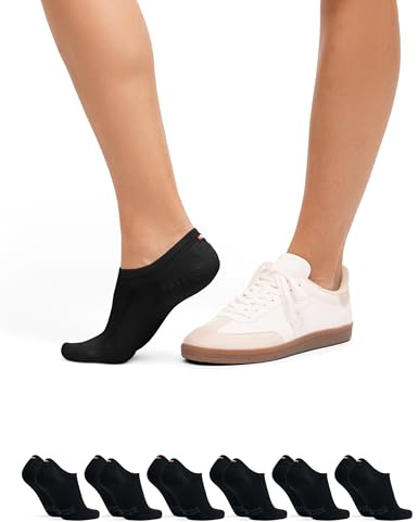 DANISH ENDURANCE Chaussettes Invisibles en Coton, Antidérapantes, Lot de 6 | Chaussettes Invisibles en Coton, Douces et Respirantes, avec Talon en Silicone, pour un Maintien Discret en Été, Unisexe