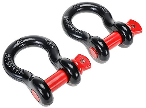 BOOMSTART Grillete de arco resistente, grillete de arco de 4.75 toneladas (9 libras), vehículos todoterreno, rojo y negro