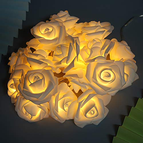 Stringa di Fiori, 3 Metri 20 LED Luci di Stringa di Fiori Artificiali con USB, Lucine Rosa per San Valentino, Matrimonio, Stanza, Giardino, Decorazione per Feste di Natale(Rosa Bianca Calda-USB)