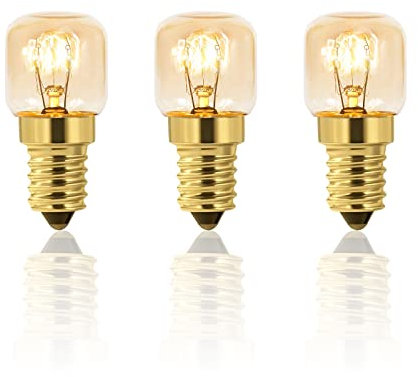 Caldarax 3 Stück Backofenlampe T22 E14 Dimmbar, 2700K Warmweiß, Bis 300°C Hitzebeständiges, 160LM, E14 Edison Kapsel Glühbirne, Für zu Backöfen, Kühlschränke, Salz-Lampen, Dunstabzugshaube
