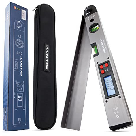 Nivel de burbuja transportador 0-230° Nivel de burbuja giratorio Pantalla LCD Nivel de burbuja 415mm para mediciones, reformas y construcción - Gris acero