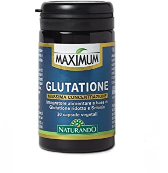 Maximum Glutatione Integratore Alimentare a base di Glutatione ridotto con Selenio, per protezione dallo stress ossidativo, 30 capsule vegetali
