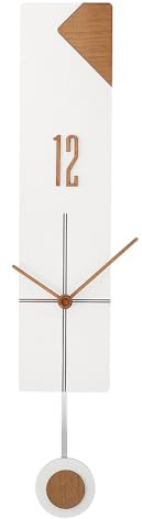 MPM Quality Reloj de Pared de Madera con péndulo de diseño, 105 x 555 mm, Elegante Reloj Moderno, Movimiento de Cuarzo Barrido, Reloj Original con péndulo, decoración para salón, Dormitorio, Cocina,