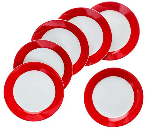 MamboCat Lot de 6 assiettes à gâteau Variantes rouges I Assiettes à petit-déjeuner en porcelaine colorée pour 6 personnes I Petites assiettes colorées pour salade, dessert, etc. pour le petit-déjeuner