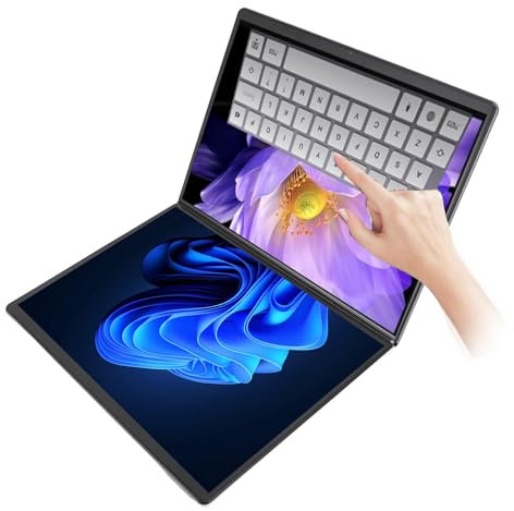 13,5 Zoll Touchscreen Laptop, N100 CPU, DDR5 16G, 512GB ROM, 180° Faltbarer Business Laptop mit 2,5K HD Bildschirm, Virtueller Touch Tastatur, Webcam, WLAN, BT,