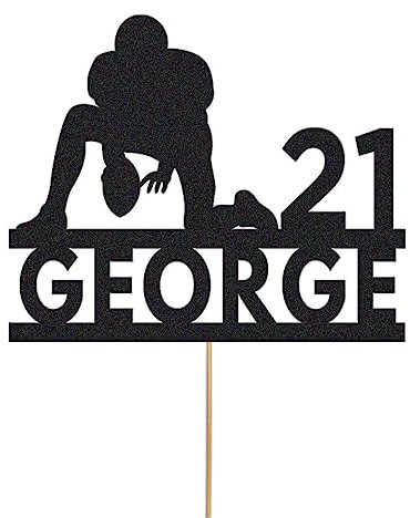 SHAMSCO Personalised Glitter Cake Topper - Size: 18cm x 15cm, Black, Sports Event, Celebration, Birthday, 1 Count