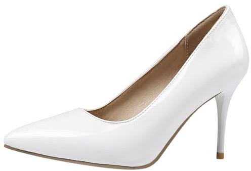 Décolleté a Spillo da Donna Appuntito Tacco Alto Scarpe Senza Chiusura Classico Lavoroing Scarpe X28519Me Bianco Numero 34 EU