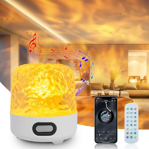 Ciskotu Luxocean Wave Nachtlicht Tischlampe Sternenhimmel Projektor, 16 Farben HiFi Bluetooth Lautsprecher Northern Projektorlichter mit Fernbedienung, wiederaufladbar für Schlafzimmer/Party, Outdoor