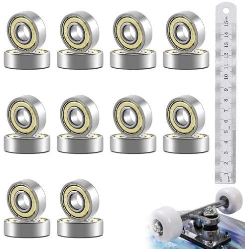 20 Stück 608 ZZ Kugellager, Skateboard-Kugellager, Metall Double Shielded Miniatur Rillenkugellager, Kleine Kugellager, 8mm x 22mm x 7mm Metall Double Shielded Miniatur Rillenkugellager