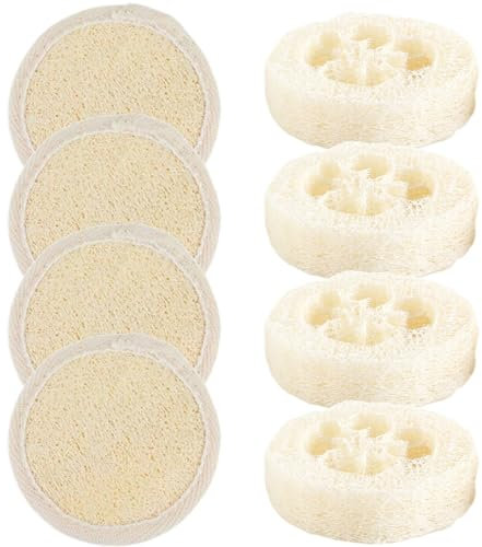 BEPSYOM 8 Stück Natur Luffa Schwamm Seifenkissen, Luffa-Schwämme, Peeling-Luffas, natürlicher Luffa Körperbürstenwascher, 100% Luffa schwamm luffaschwamm für Dusche Bad Küche Arbeitsplatte